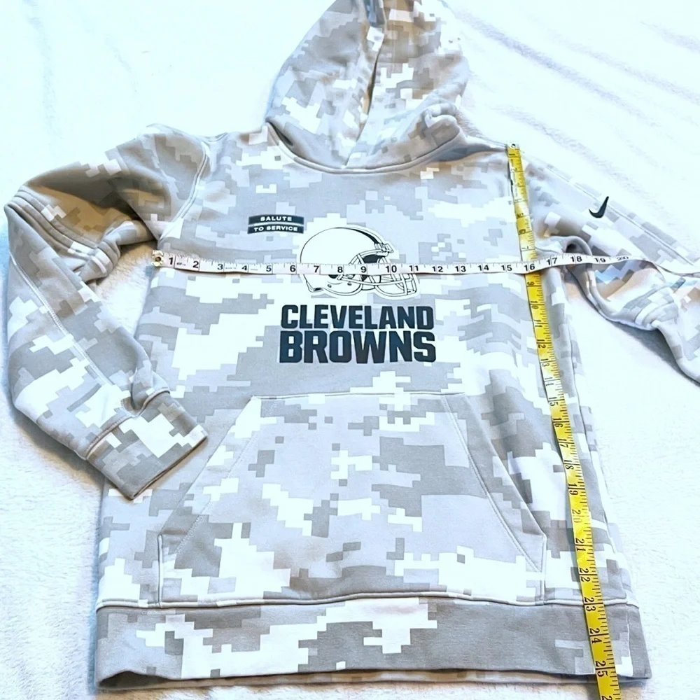 Cleveland Browns NFL Youth Salute To Service Pullover Hoodie White Gray Large